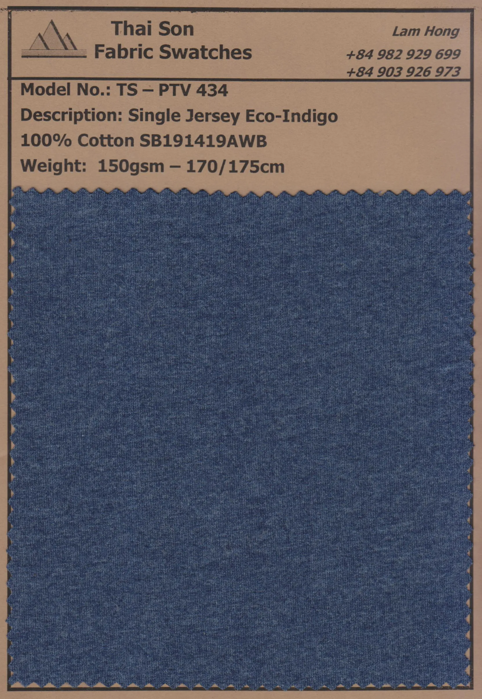 Mẫu vải Cotton Eco Indigo sản xuất tại Việt Nam