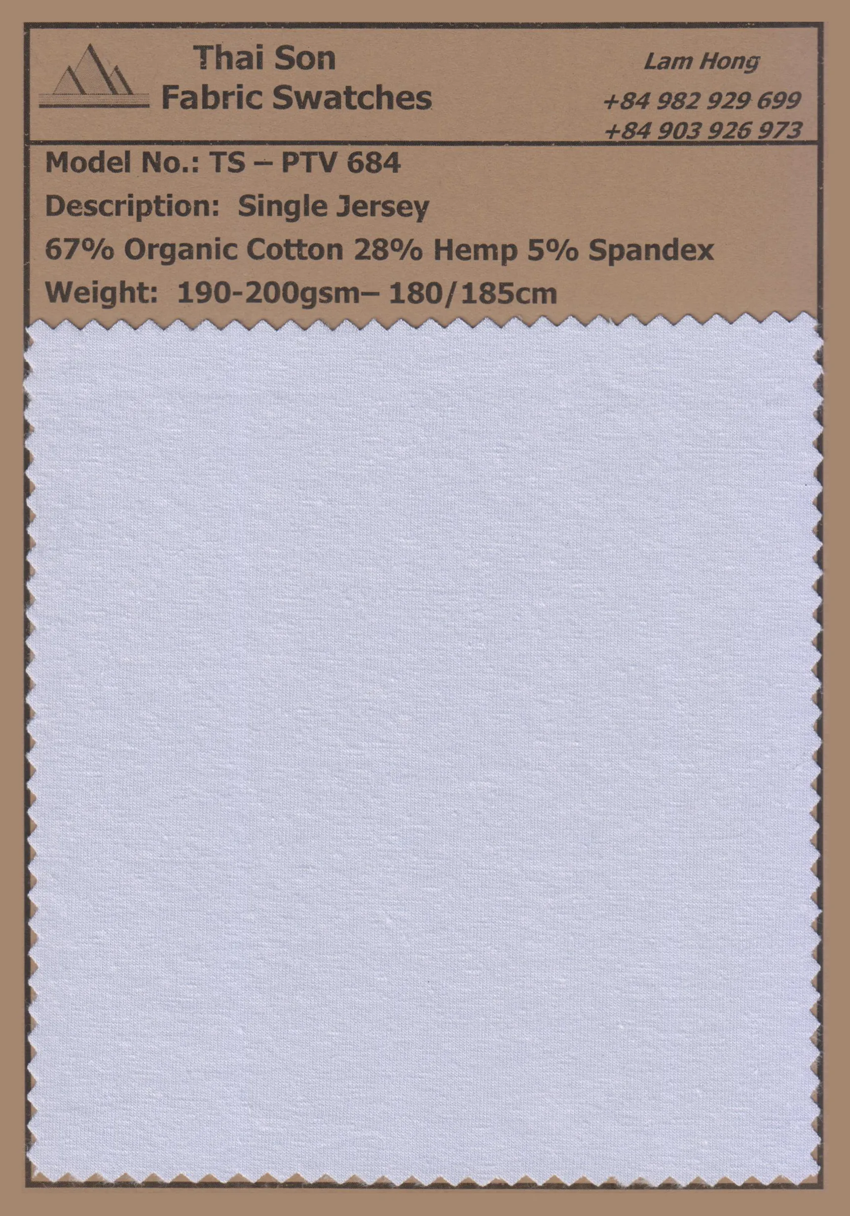 Fabric from a blend of hemp and organic cotton