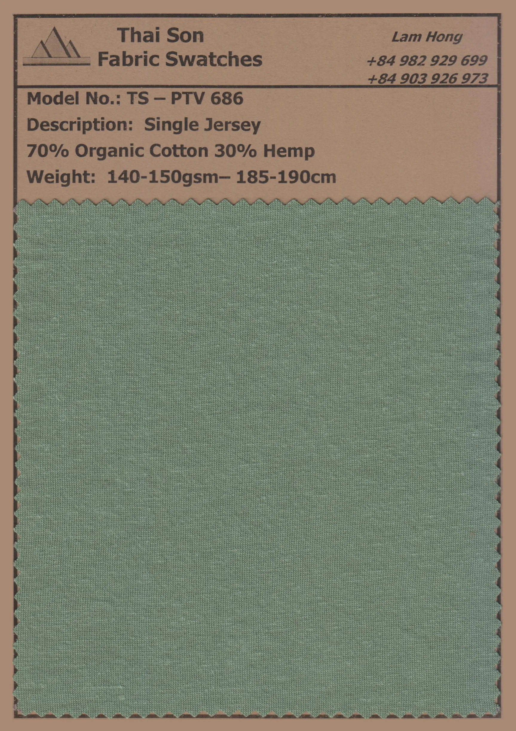 Fabric from a blend of hemp and organic cotton