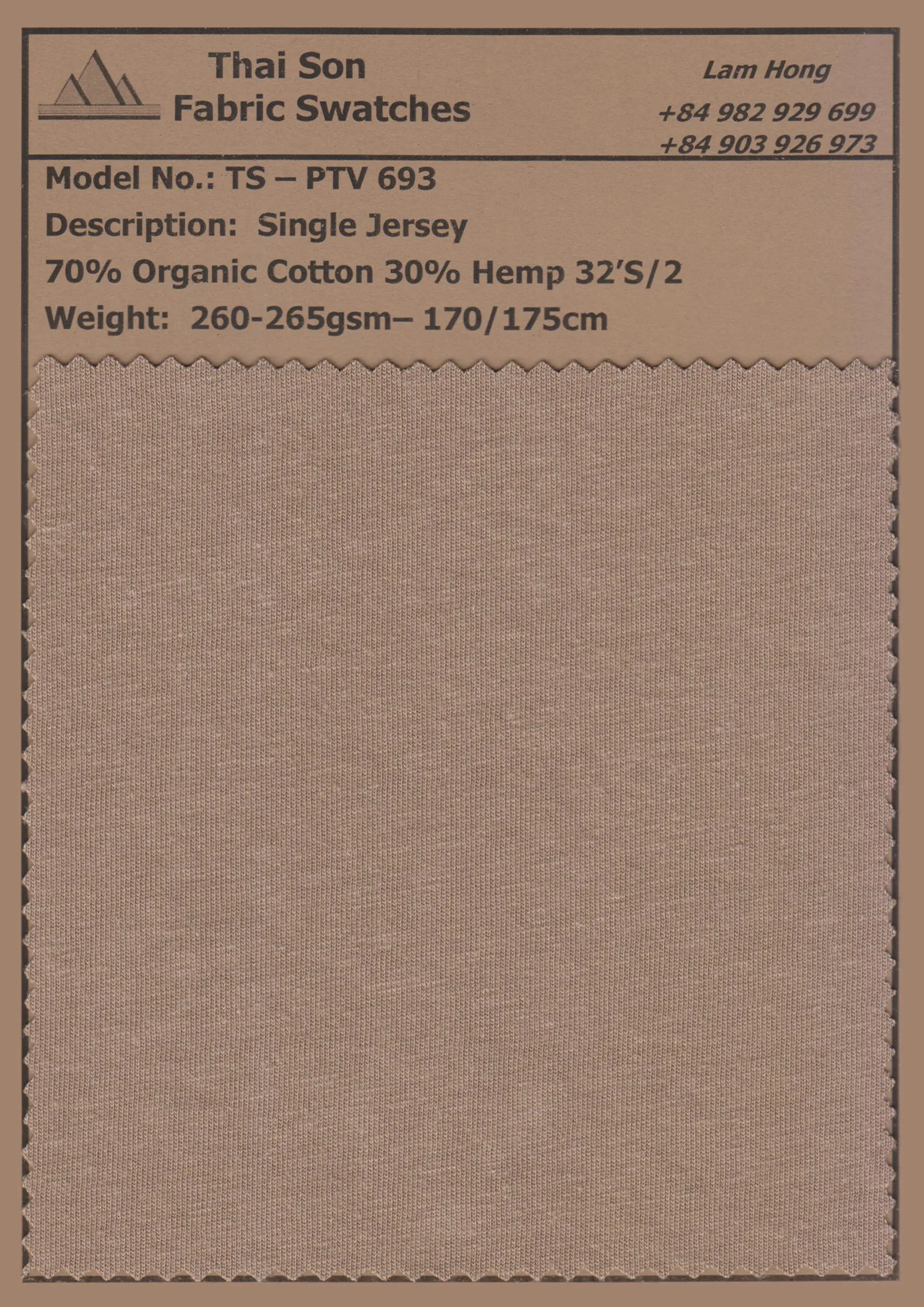 Fabric from a blend of hemp and organic cotton