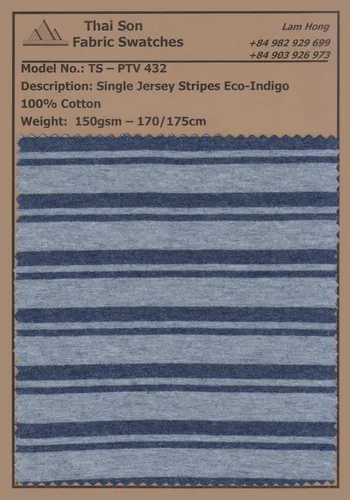 A swatch of Eco Indigo Cotton fabric made in Vietnam 