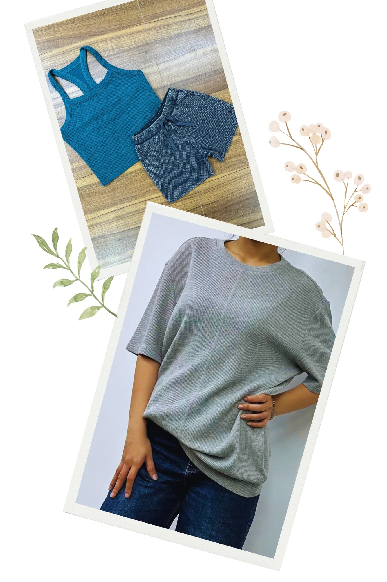  A girl wearing a waffle knit T-shirt made in Vietnam by Thai Son S.P.